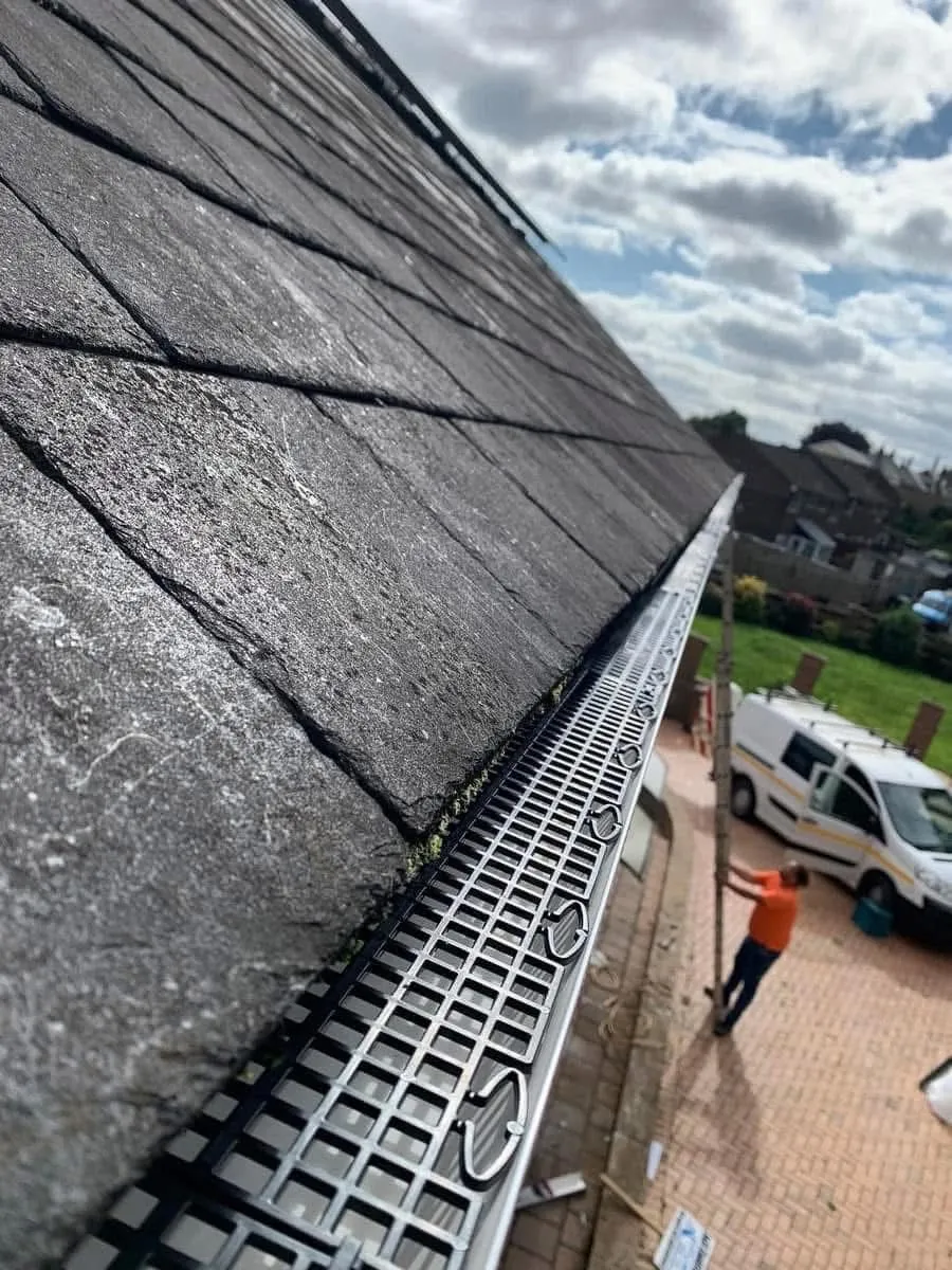 Gutter guard fitted on a slate roof in Liskeard